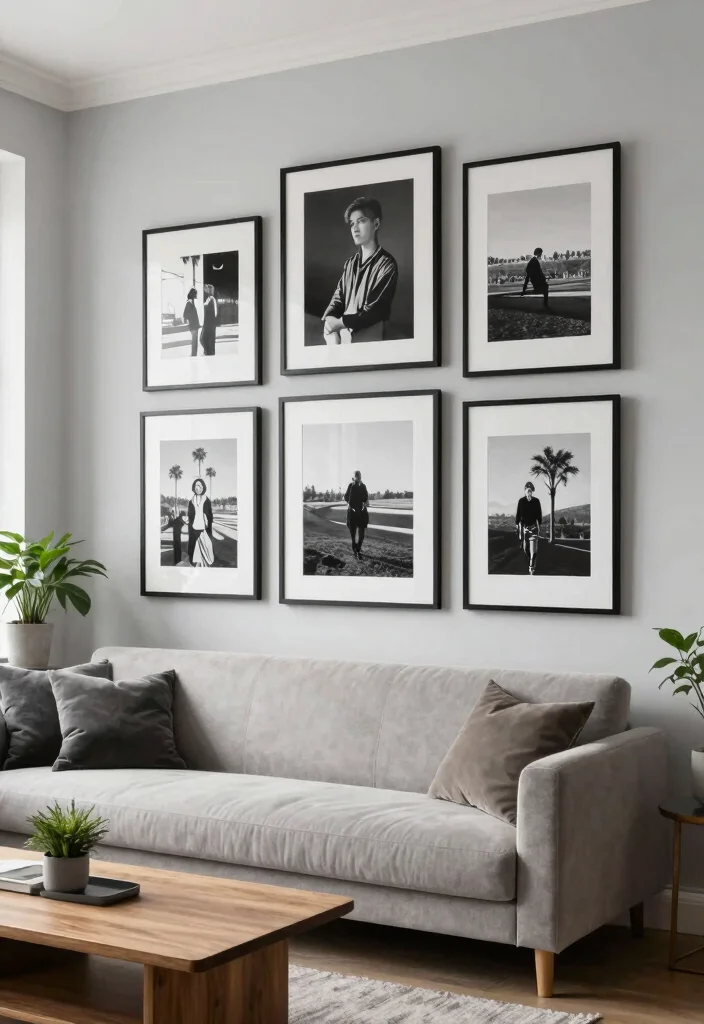12 Large Living Room Wall Decor Ideas That Balance Space 2. Gallery Wall with Large Frames 0