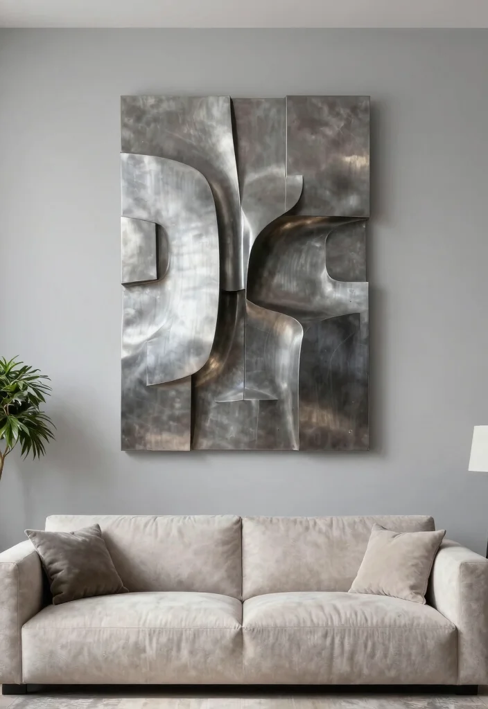 12 Large Living Room Wall Decor Ideas That Balance Space 9. Simple Wall Sculptures 0