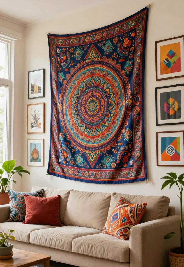 12 Large Wall Decor Ideas for Statement Interiors 1 12 Large Wall Decor Ideas for Statement Interiors 1. Vibrant Tapestries 0
