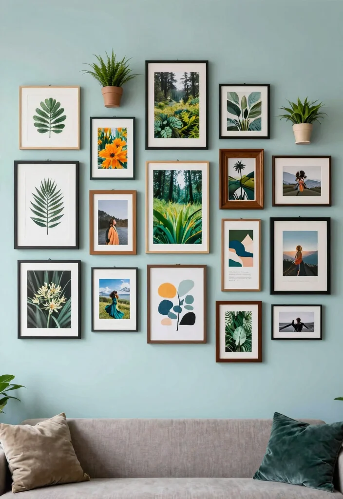 12 Living Room Wall Decor Ideas for a Finished Look 2 12 Living Room Wall Decor Ideas for a Finished Look 2. Gallery Wall with Eco Friendly Prints 0