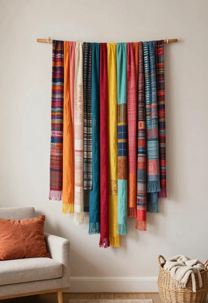 12 Living Room Wall Decor Ideas for a Finished Look 3 12 Living Room Wall Decor Ideas for a Finished Look 3. Upcycled Fabric Wall Hangings 0