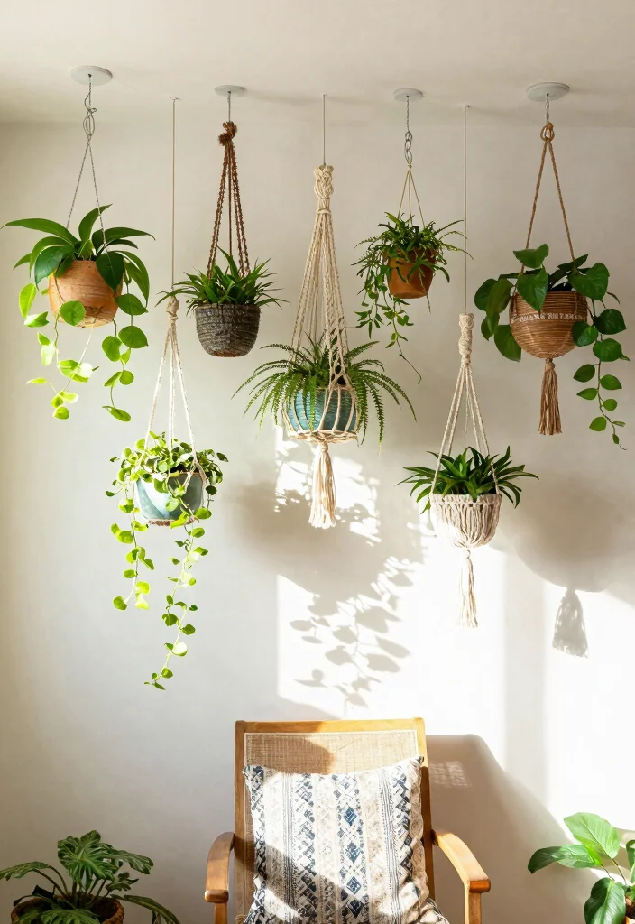 12 Living Room Wall Decor Ideas for a Finished Look 25 12 Living Room Wall Decor Ideas for a Finished Look 5. Hanging Plant Arrangements 0