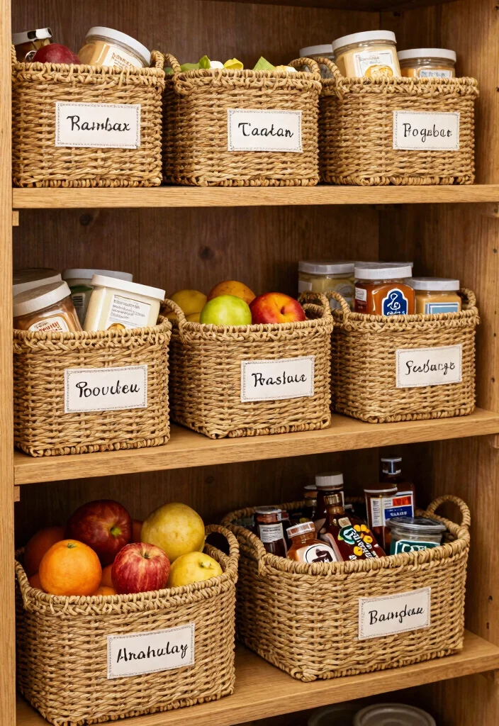 12 Pantry Organization Ideas for Easy Meal Prep 6. Basket Method for Storage 0