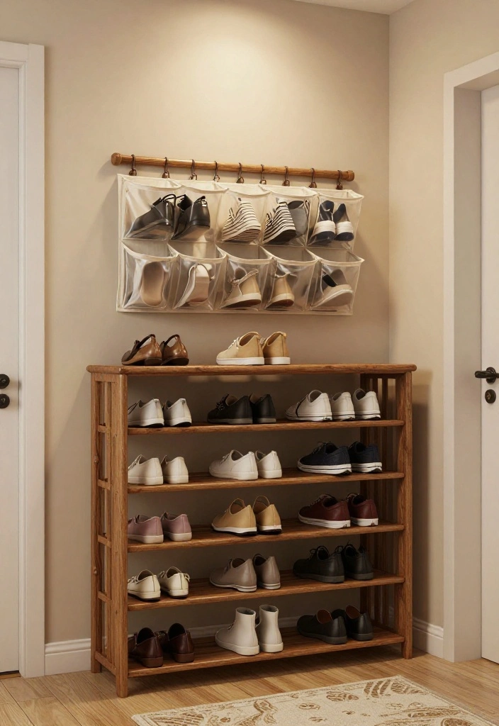 12 Small Closet Organization Ideas That Save Space 7. Use a Shoe Rack or Hanging Shoe Organizer 0