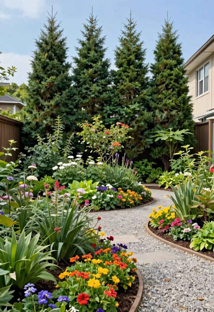 12 Townhouse Backyard Ideas That Feel Private and Functional 1. Layered Plantings for Added Privacy 0