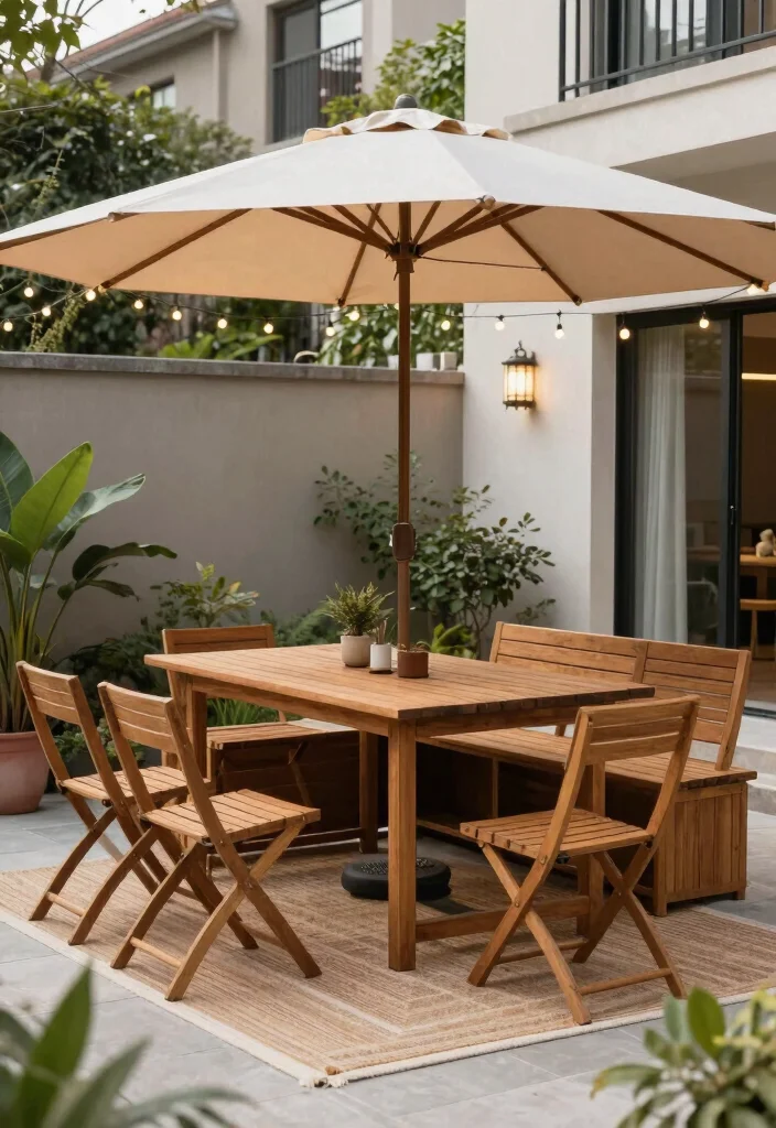 12 Townhouse Backyard Ideas That Feel Private and Functional 4. Functional Furniture for Easy Entertaining 0
