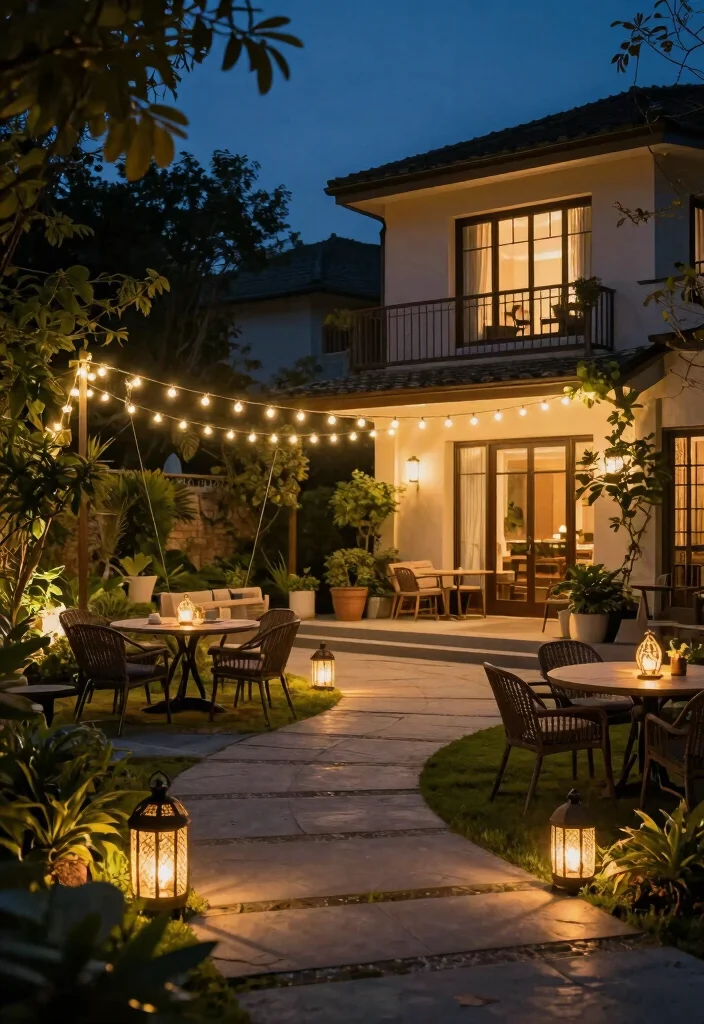 12 Townhouse Backyard Ideas That Feel Private and Functional 7. Outdoor Lighting for Ambiance 0