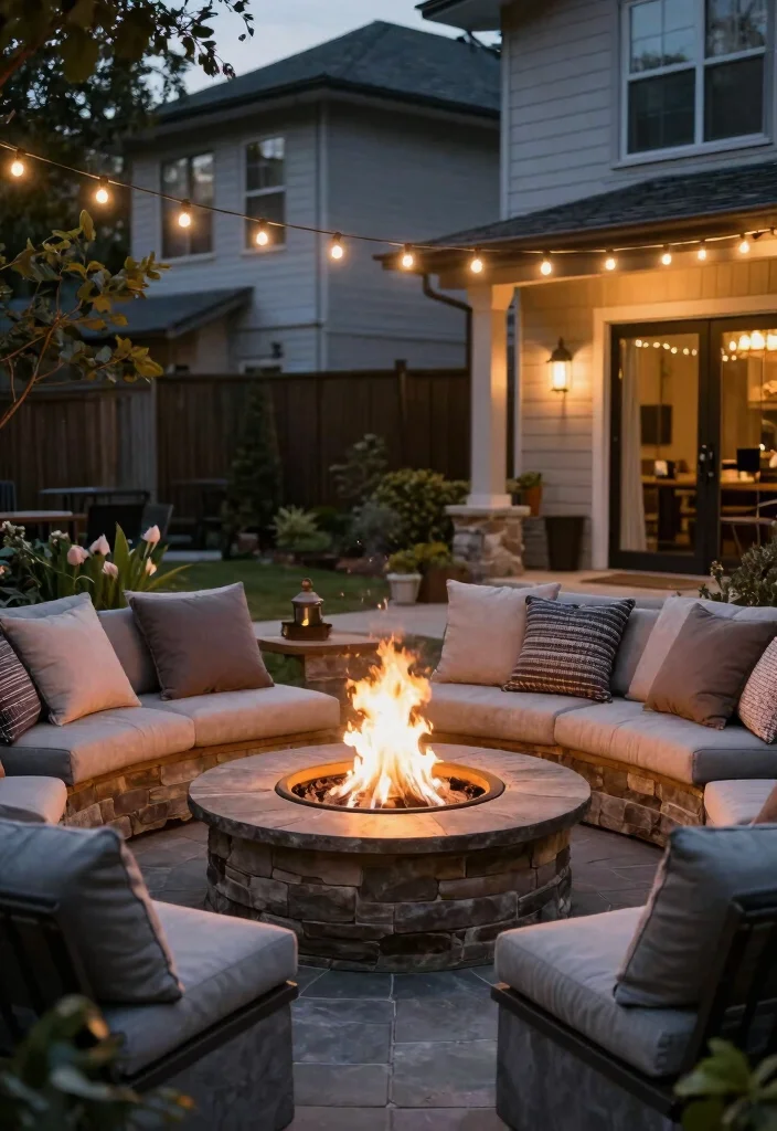 12 Townhouse Backyard Ideas That Feel Private and Functional 9. Cozy Fire Pit Area 0