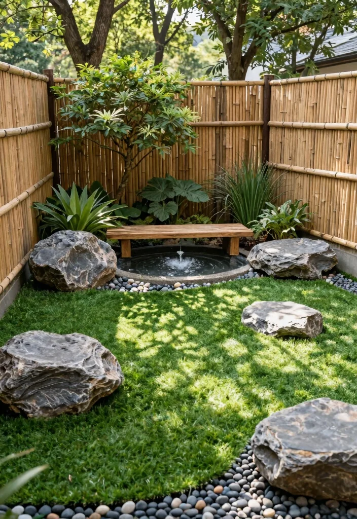 12 Turf Backyard Ideas for Low Maintenance Green Spaces 1 12 Turf Backyard Ideas for Low Maintenance Green Spaces 1. Mini Zen Garden 0