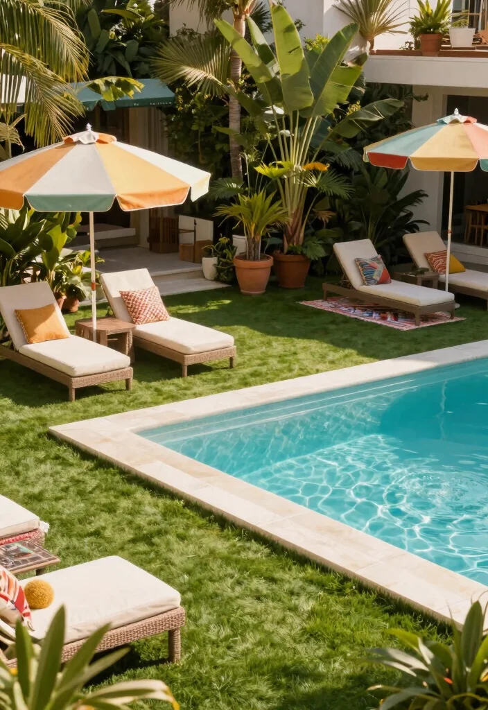 12 Turf Backyard Ideas for Low Maintenance Green Spaces 52 12 Turf Backyard Ideas for Low Maintenance Green Spaces 12. Elegant Poolside Retreat 0