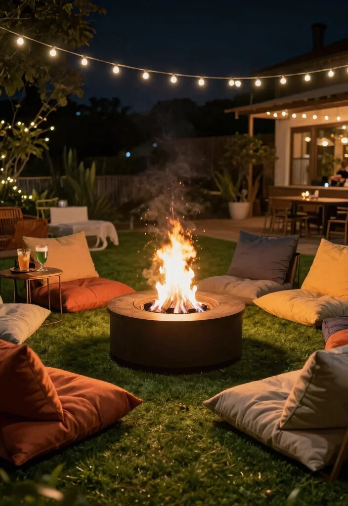 12 Turf Backyard Ideas for Low Maintenance Green Spaces 28 12 Turf Backyard Ideas for Low Maintenance Green Spaces 8. Gather Around a Cozy Fire Pit 0