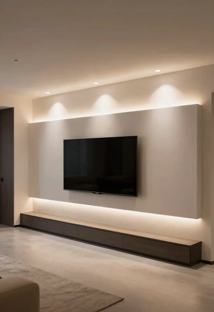 14 Basement TV Wall Ideas for Home Entertainment 42 14 Basement TV Wall Ideas for Home Entertainment 12. Integrated Lighting 0