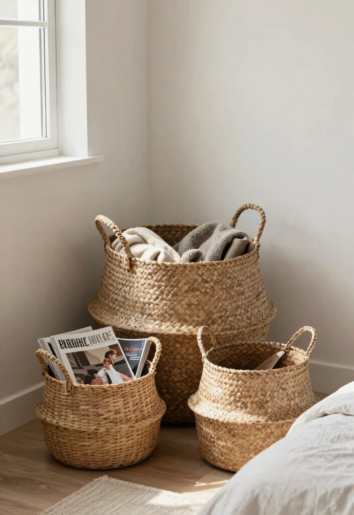 14 Bedroom Organization Ideas for a Calm Space 16 14 Bedroom Organization Ideas for a Calm Space 6. Use Decorative Baskets 0