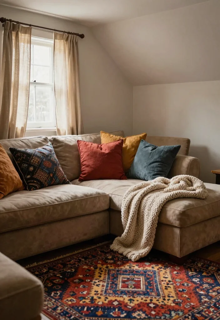 14 Cozy Basement Ideas for Warm and Inviting Spaces 10. Use of Textiles and Patterns 0