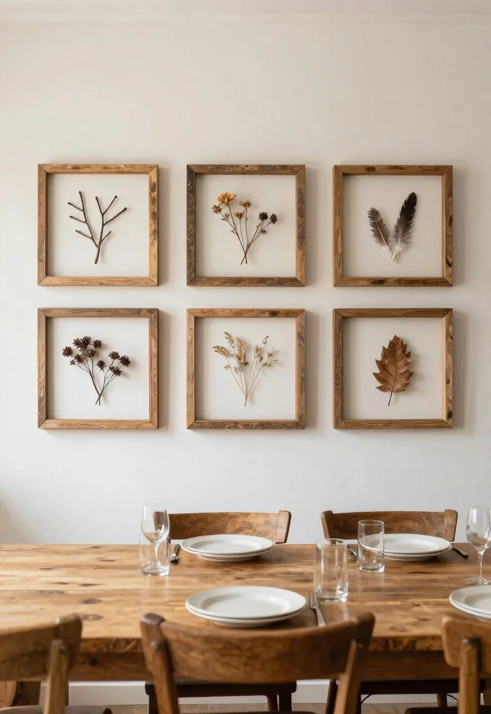 14 Dining Area Wall Decor Ideas for Visual Interest 11. Natural Elements Display 0