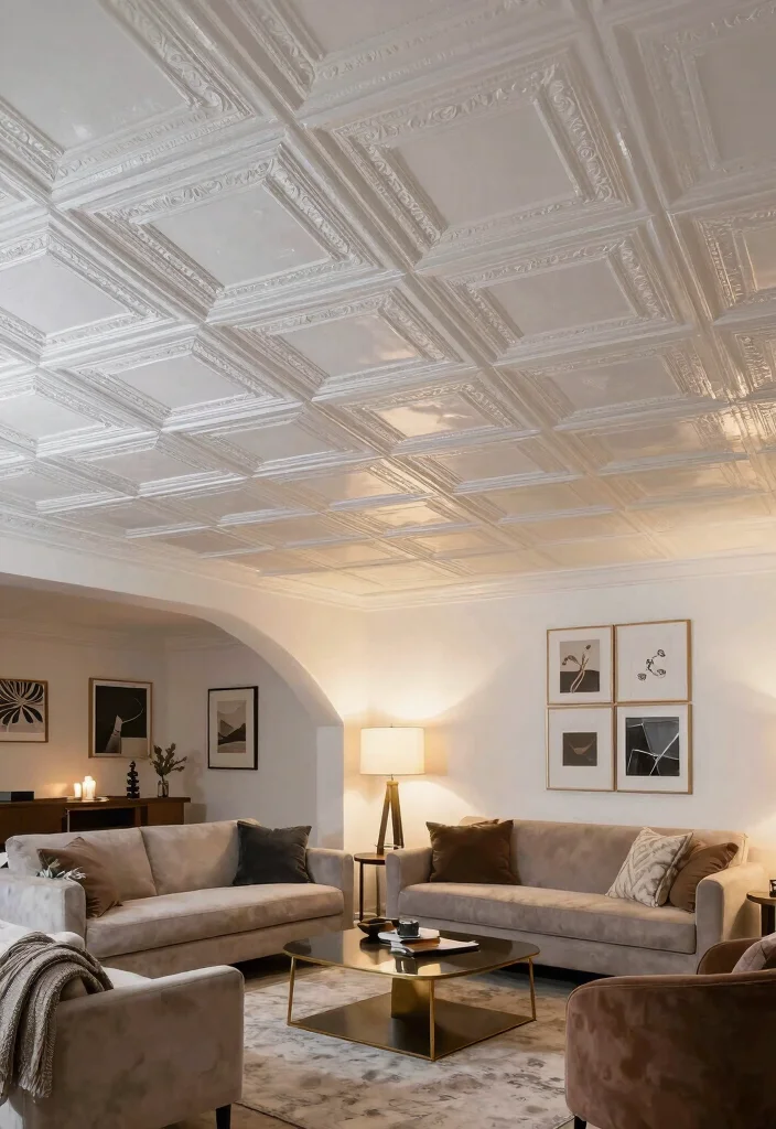 14 Inexpensive Basement Ceiling Ideas That Look Updated 10. Ceiling Tiles for a Classic Touch 0