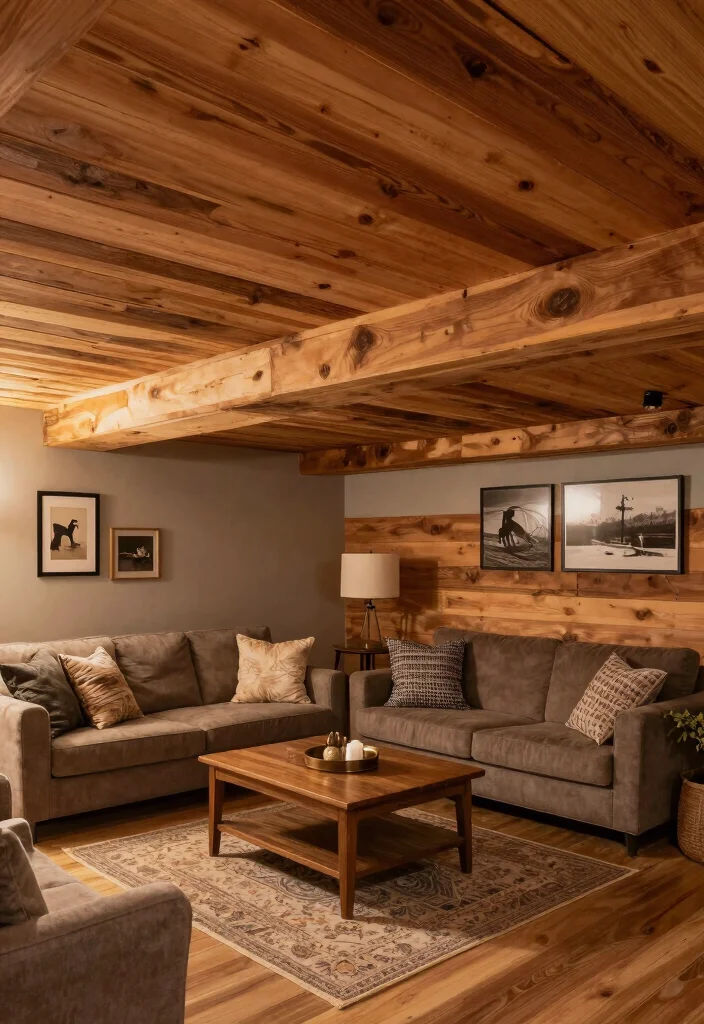 14 Inexpensive Basement Ceiling Ideas That Look Updated 13. Plank Ceiling for a Cozy Rustic Feel 0