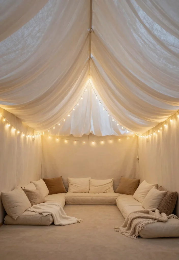 14 Inexpensive Basement Ceiling Ideas That Look Updated 3. Fabric Draping for a Soft Touch 0