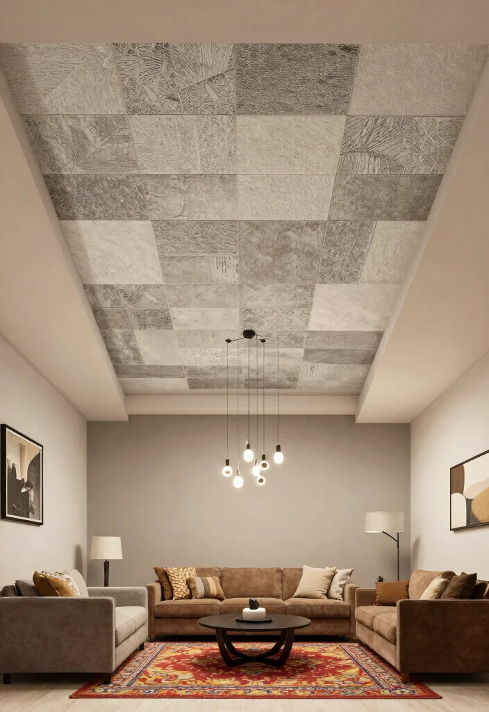 14 Inexpensive Basement Ceiling Ideas That Look Updated 5. Drop Ceiling with a Modern Twist 0