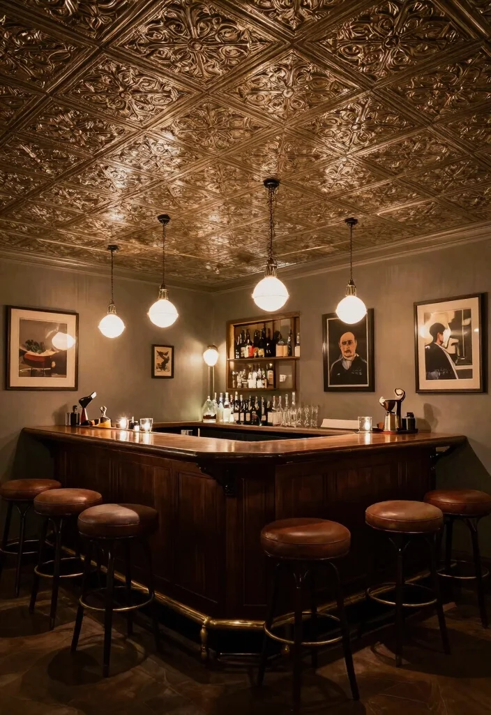 14 Inexpensive Basement Ceiling Ideas That Look Updated 6. Tin Tiles for Vintage Appeal 0