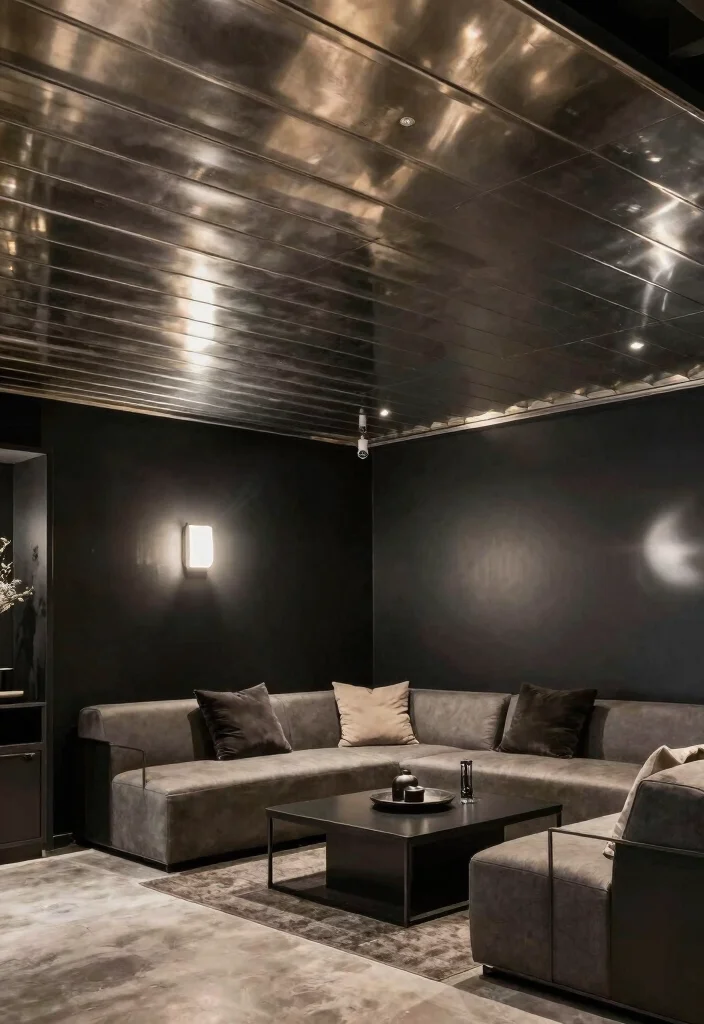 14 Inexpensive Basement Ceiling Ideas That Look Updated 9. Metal Panels for a Sleek Finish 0