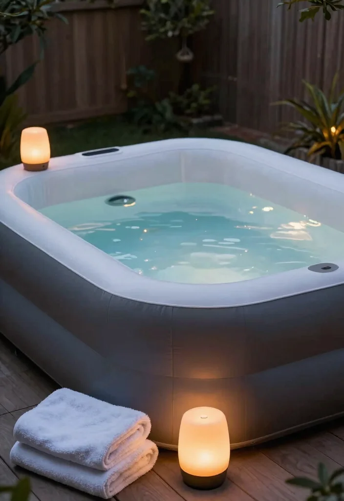 14 Inflatable Hot Tub Backyard Ideas for Small Outdoor Areas 54 14 Inflatable Hot Tub Backyard Ideas for Small Outdoor Areas 14. Spa Vibe with Essential Oils 0