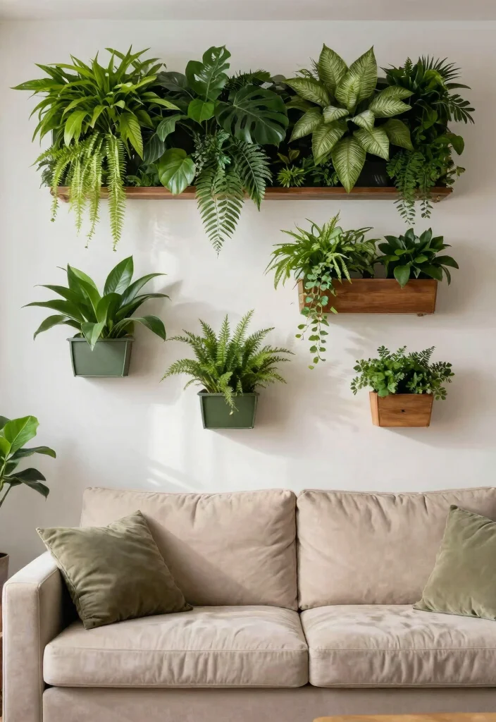 14 Living Room Wall Decor Ideas Above the Couch 27 14 Living Room Wall Decor Ideas Above the Couch 7. Vertical Garden 0