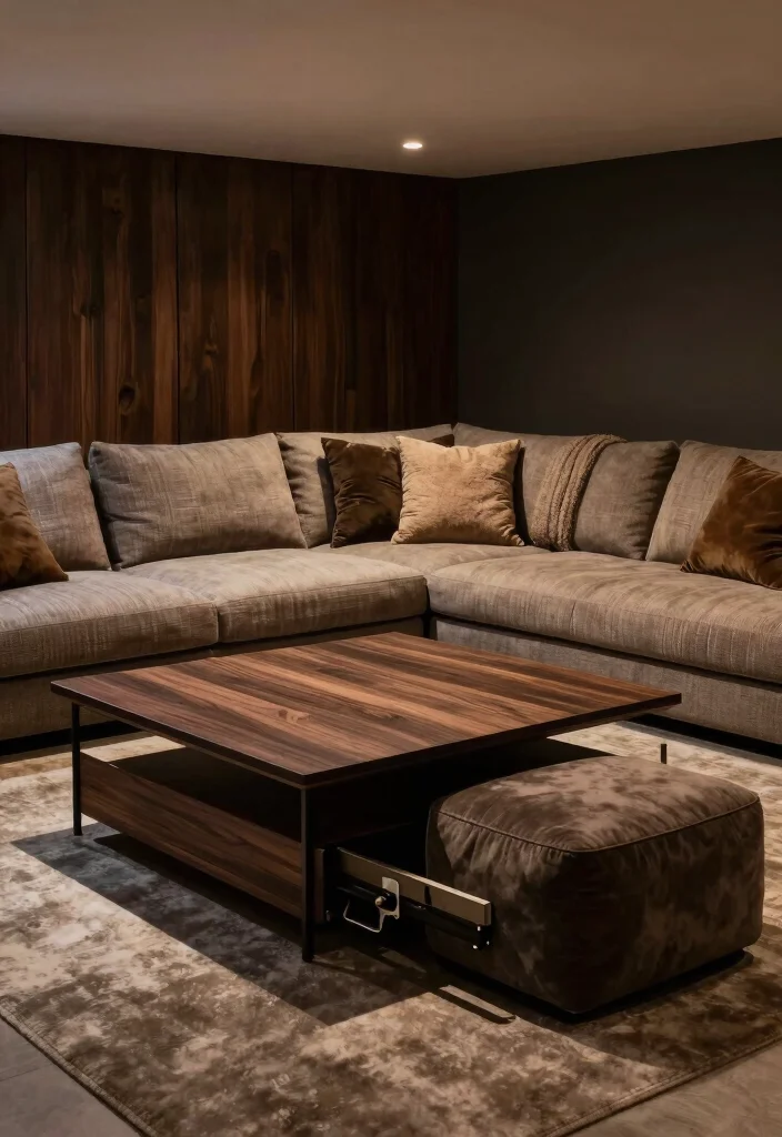 14 Moody Basement Ideas with Dark Cozy Atmosphere 63 14 Moody Basement Ideas with Dark Cozy Atmosphere 12. Multi Functional Furniture 0