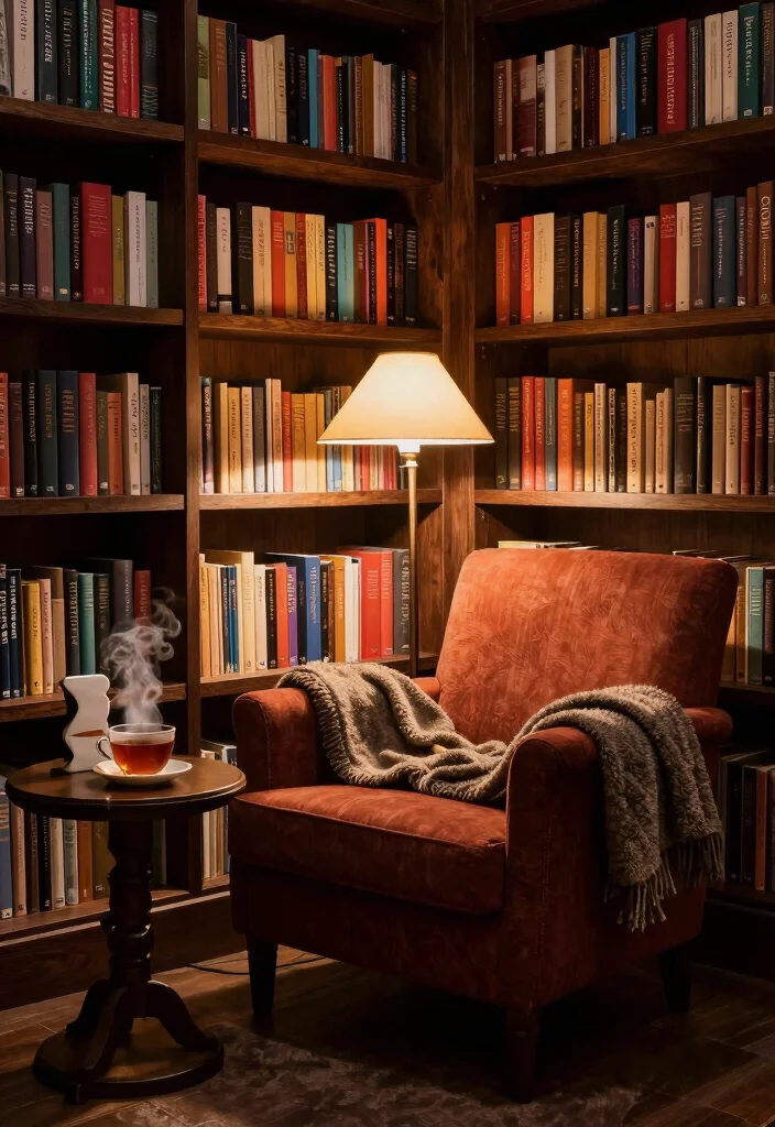 14 Moody Basement Ideas with Dark Cozy Atmosphere 48 14 Moody Basement Ideas with Dark Cozy Atmosphere 7. Personal Library Nook 0