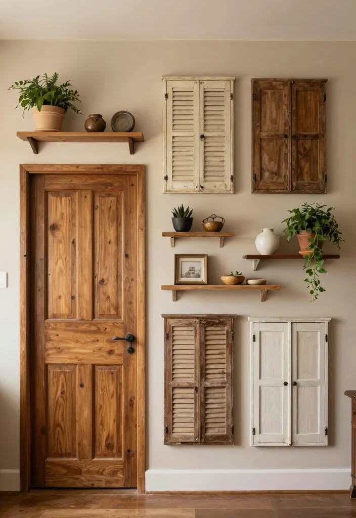 14 Room Wall Decor Ideas for Any Space 12. Upcycled Furniture Accent Wall 0