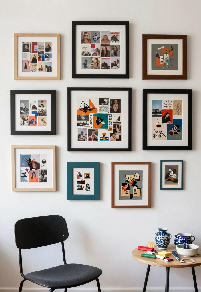 14 Room Wall Decor Ideas for Any Space 4. Gallery Wall of Recycled Art 0