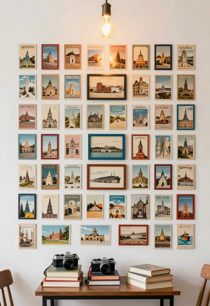 14 Room Wall Decor Ideas for Any Space 7. Vintage Postcard Display 0
