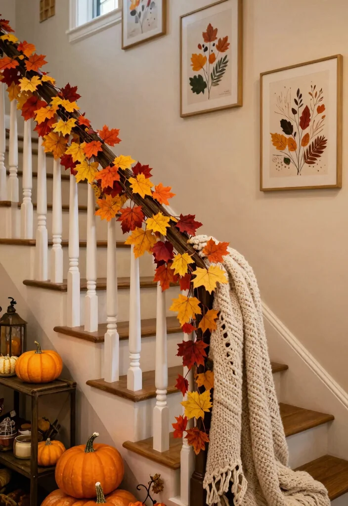 14 Stair Wall Decor Ideas for Vertical Spaces 8. Seasonal Decor 0