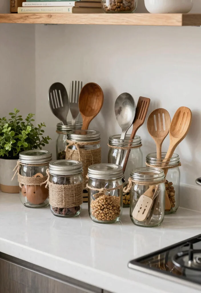 14 Utensil Organization Ideas for Kitchen Drawers 11. Jars for Kitchen Utensil Storage 0