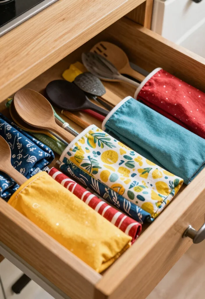 14 Utensil Organization Ideas for Kitchen Drawers 8. Fabric Pouches for Drawer Organization 0