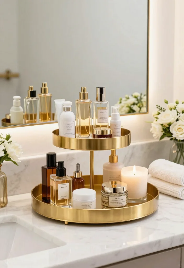 14 Vanity Organization Ideas to Keep Essentials Tidy 2. Incorporate Multi Level Trays 0