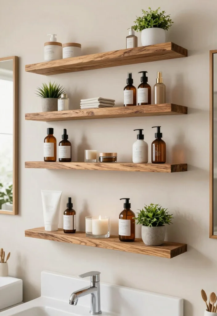 14 Vanity Organization Ideas to Keep Essentials Tidy 4. Wall Mounted Shelves 0