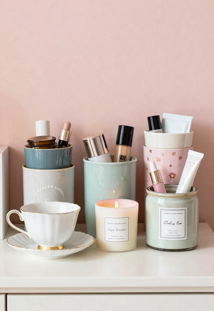 14 Vanity Organization Ideas to Keep Essentials Tidy 9. Use of Repurposed Containers 0