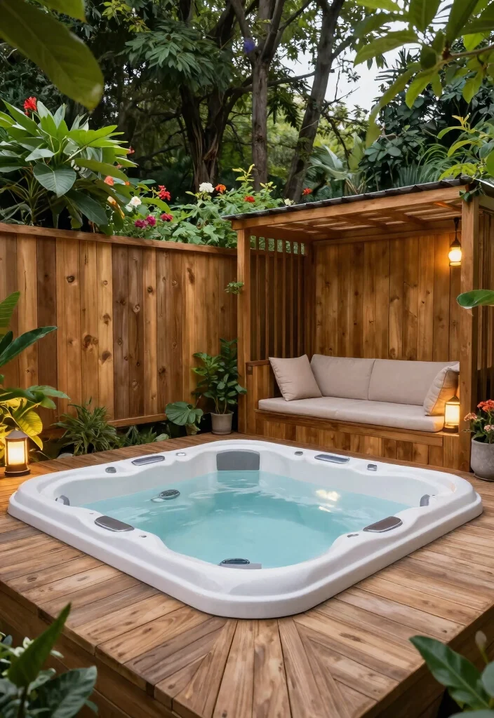 15 Backyard Hot Tub Ideas for a Private Spa Style Escape 1. Natural Wood Surround 0
