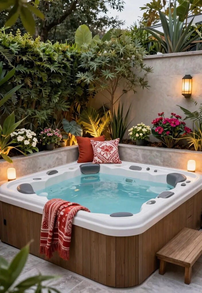 15 Backyard Hot Tub Ideas for a Private Spa Style Escape 15. Seasonal Decor 0
