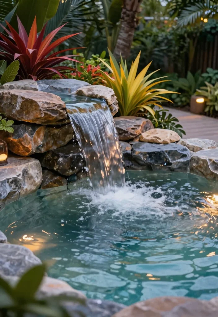 15 Backyard Hot Tub Ideas for a Private Spa Style Escape 2. Waterfall Feature 0