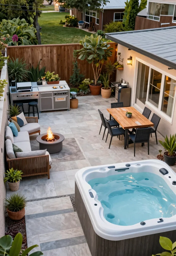 15 Backyard Hot Tub Ideas for a Private Spa Style Escape 6. Multi Use Outdoor Space 0