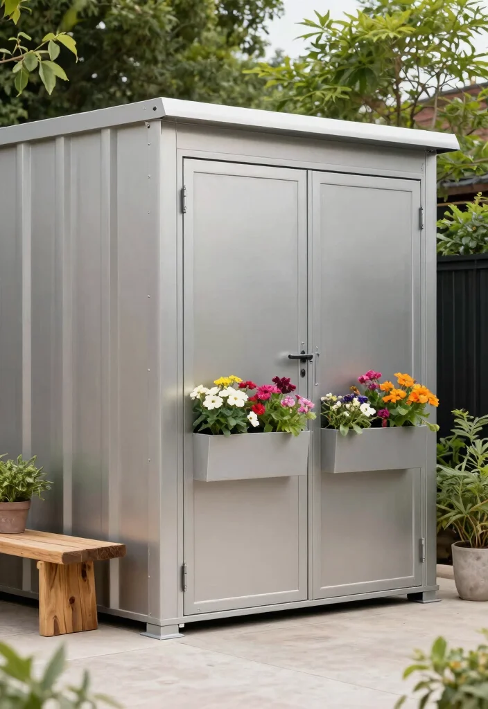 15 Backyard Shed Ideas for Storage and Outdoor Style 2. Minimalist Metal Shed 0
