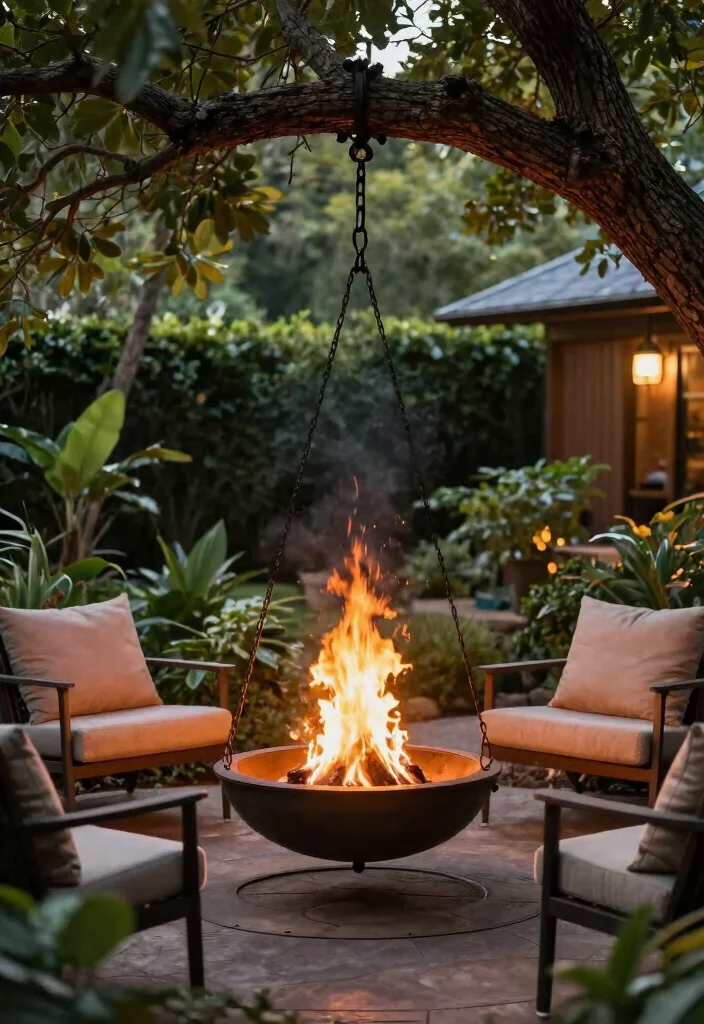 15 Budget Friendly Backyard Fire Pit Ideas That Feel Inviting 52 15 Budget Friendly Backyard Fire Pit Ideas That Feel Inviting 12. Hanging Fire Pit 0