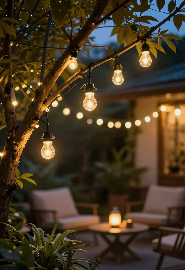16 Backyard Lighting Ideas for Cozy Evenings and Entertaining 1 16 Backyard Lighting Ideas for Cozy Evenings and Entertaining 1. Solar Powered String Lights 0