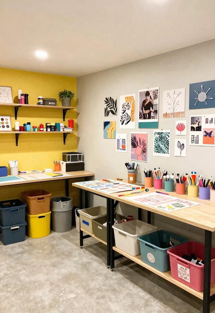 16 Basement Ideas to Turn Unused Space into Functional Living 11. Functional Craft Room 0