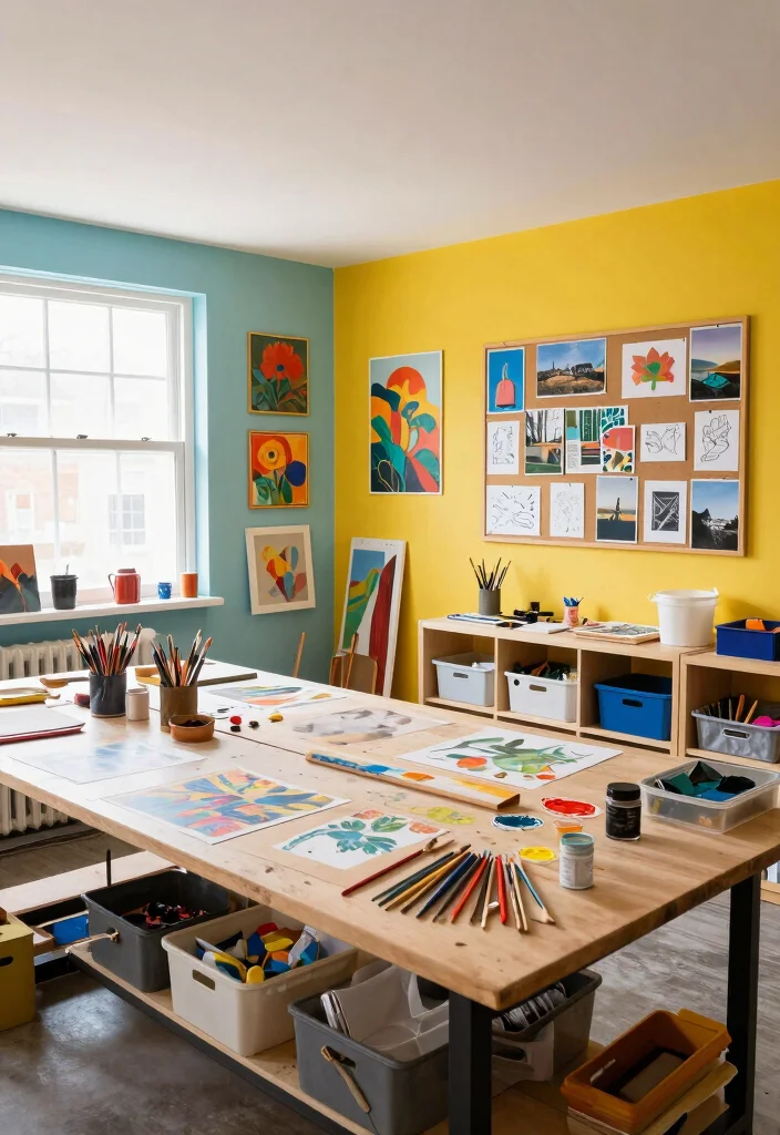 16 Basement Ideas to Turn Unused Space into Functional Living 5. Creative Art Studio 0