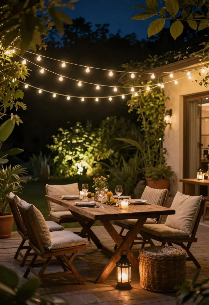 16 DIY Backyard Ideas on a Budget That Still Look Impressive 1 16 DIY Backyard Ideas on a Budget That Still Look Impressive 1. String Lights Overhead 0