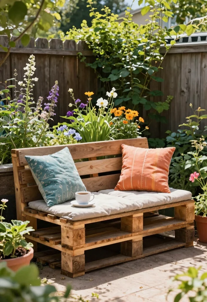 16 DIY Backyard Ideas on a Budget That Still Look Impressive 64 16 DIY Backyard Ideas on a Budget That Still Look Impressive 14. Garden Bench from Pallets 0