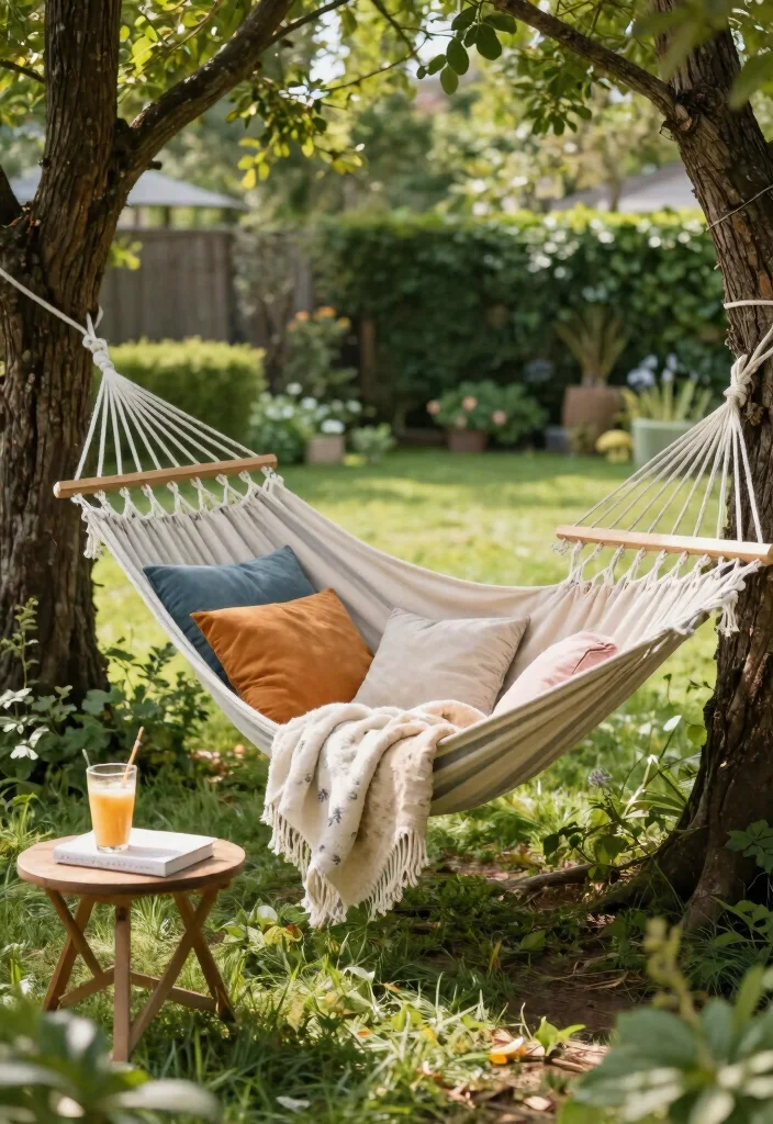 16 DIY Backyard Ideas on a Budget That Still Look Impressive 28 16 DIY Backyard Ideas on a Budget That Still Look Impressive 8. Cozy Hammock Nook 0